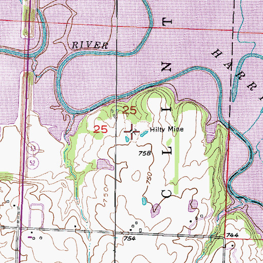 Topographic Map of Hilty Mine, MO