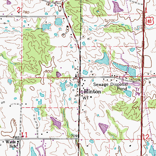 Topographic Map of Hinton, MO