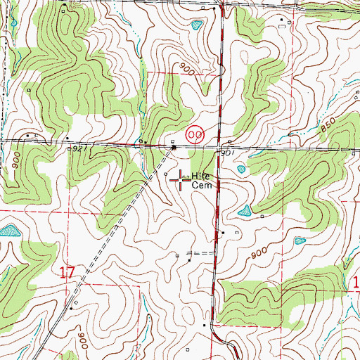 Topographic Map of Hite Cemetery, MO