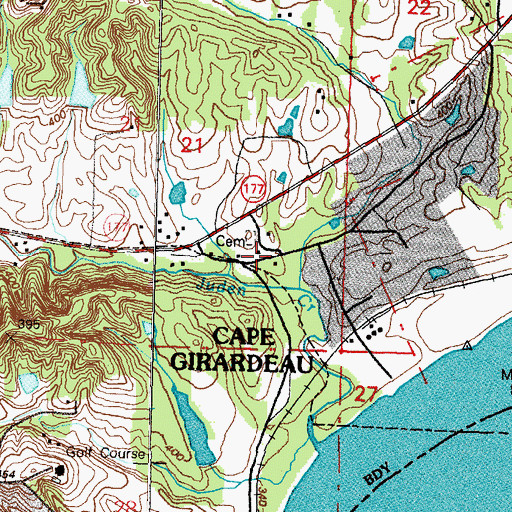 Topographic Map of Hobbs Chapel, MO