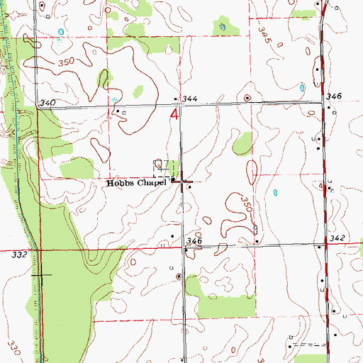 Topographic Map of Hobbs Chapel, MO