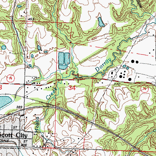 Topographic Map of Hobbs Creek, MO