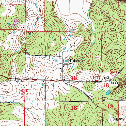 Topographic Map of Hobson, MO