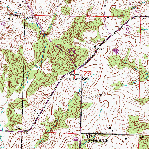 Topographic Map of Hocker School (historical), MO
