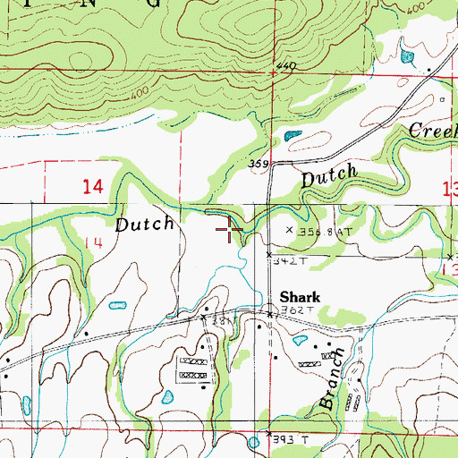 Topographic Map of Henry Branch, AR