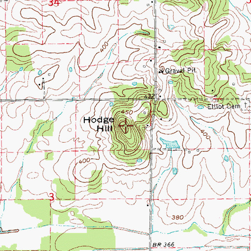 Topographic Map of Hodge Hill, MO