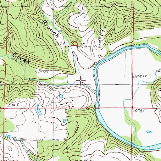 Topographic Map of Hodges Branch, MO
