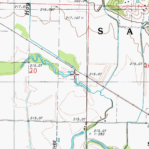 Topographic Map of Hog Branch, MO