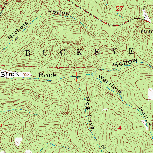 Topographic Map of Hog Cave Hollow, MO