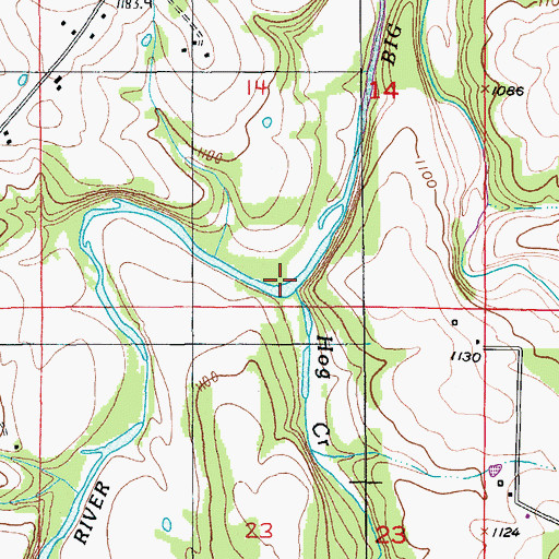 Topographic Map of Hog Creek, MO