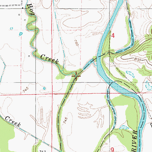 Topographic Map of Hog Creek, MO