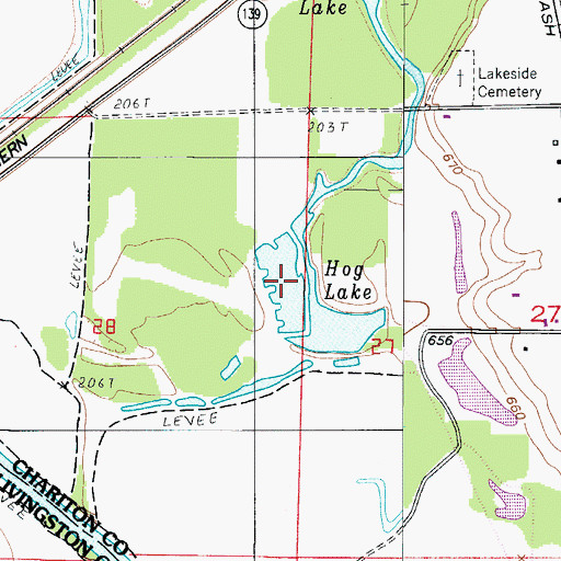 Topographic Map of Hog Lake, MO