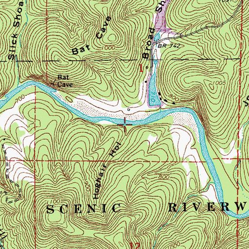 Topographic Map of Hoghair Hollow, MO