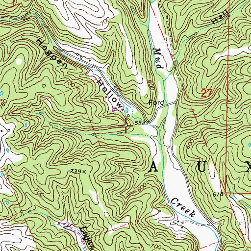 Topographic Map of Hogpen Hollow, MO