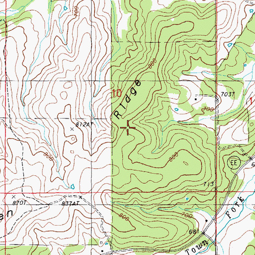 Topographic Map of Hogpen Ridge, MO