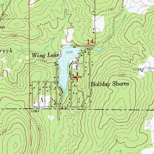 Topographic Map of Holiday Shores, MO