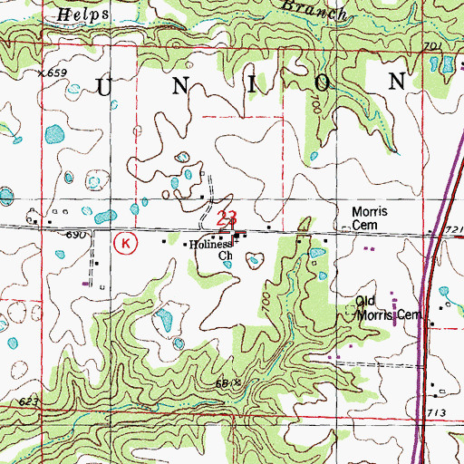 Topographic Map of Holiness Church, MO