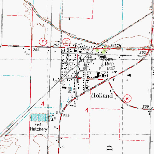 Topographic Map of Holland, MO