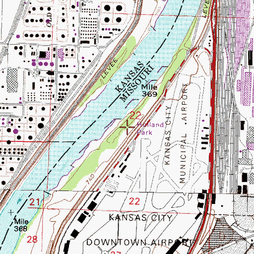 Topographic Map of Holland Park, MO