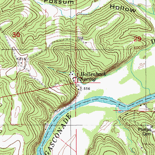 Topographic Map of Hollenback Spring, MO