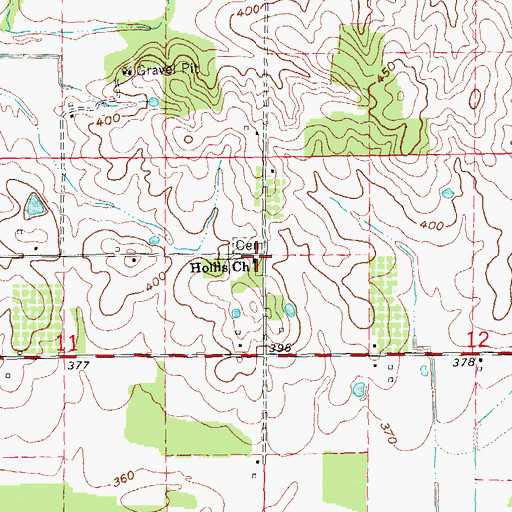 Topographic Map of Hollis Church, MO