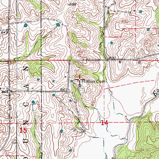 Topographic Map of Hollon Cemetery, MO