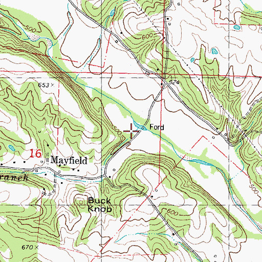 Topographic Map of Big Hollow Branch, MO