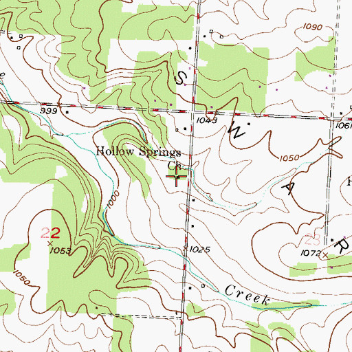 Topographic Map of Hollow Springs Church, MO