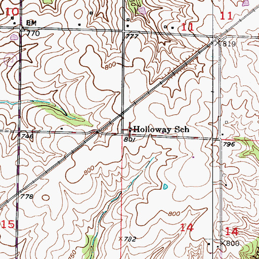 Topographic Map of Holloway School, MO