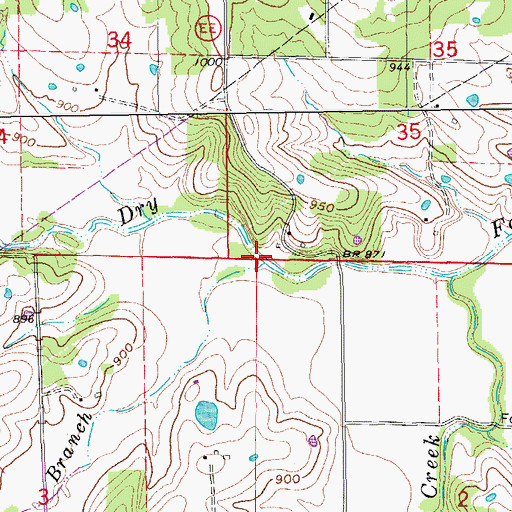 Topographic Map of Holman Branch, MO
