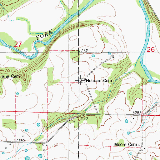 Topographic Map of Holman Cemetery, MO