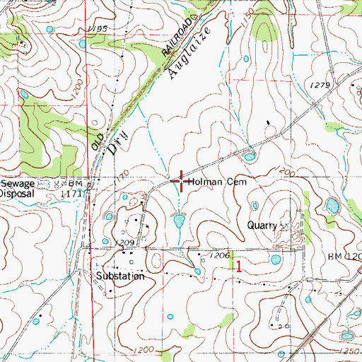 Topographic Map of Holman Cemetery, MO