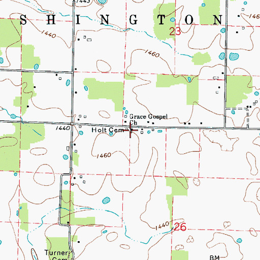 Topographic Map of Holt Cemetery, MO
