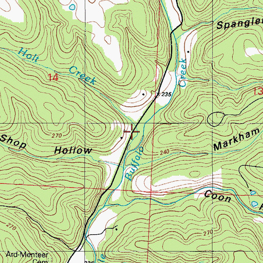 Topographic Map of Holt Creek, MO