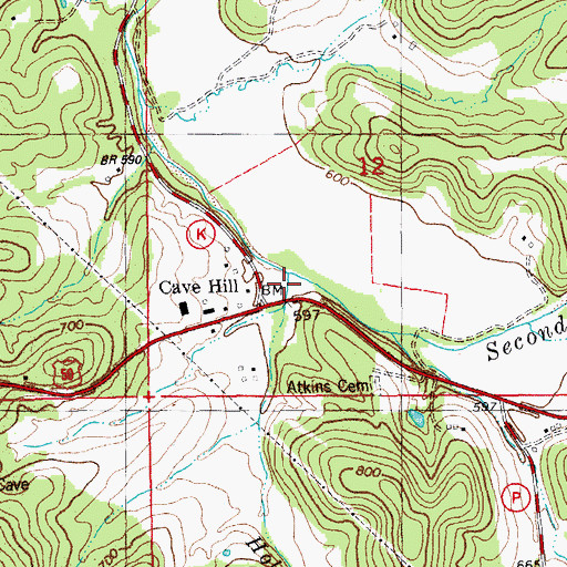 Topographic Map of Holte Creek, MO