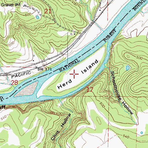 Topographic Map of Herd Island, AR