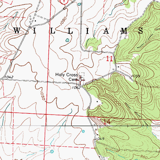 Topographic Map of Holy Cross Cemetery, MO