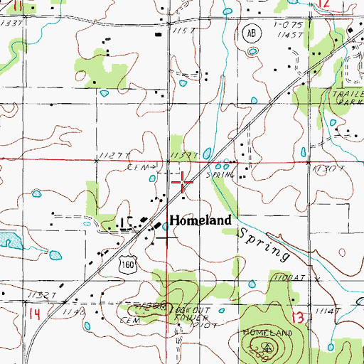 Topographic Map of Homeland School (historical), MO