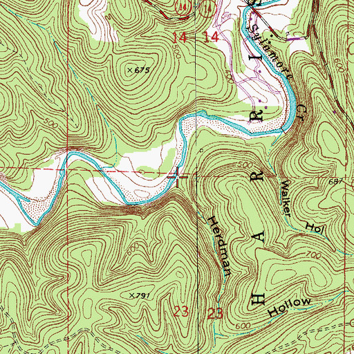 Topographic Map of Herdman Hollow, AR