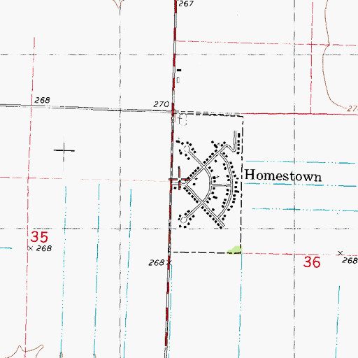 Topographic Map of Homestown, MO