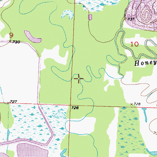 Topographic Map of Honey Creek, MO