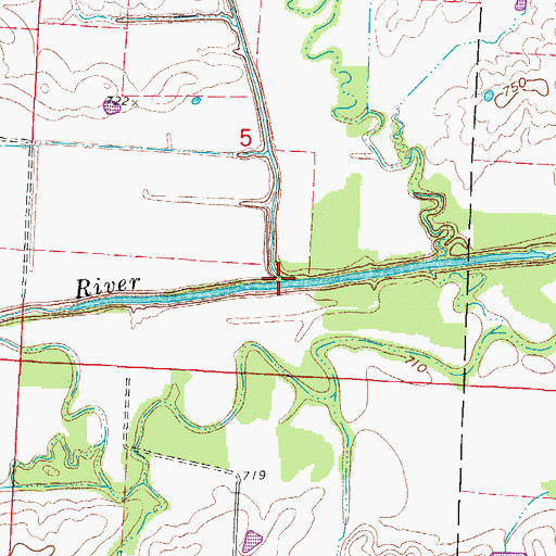 Topographic Map of Honey Creek, MO