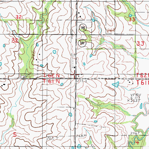 Topographic Map of Honey Creek School, MO
