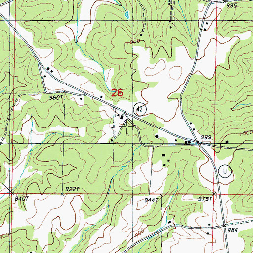 Topographic Map of Honey Spring School, MO
