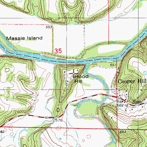 Topographic Map of Hood Hill, MO
