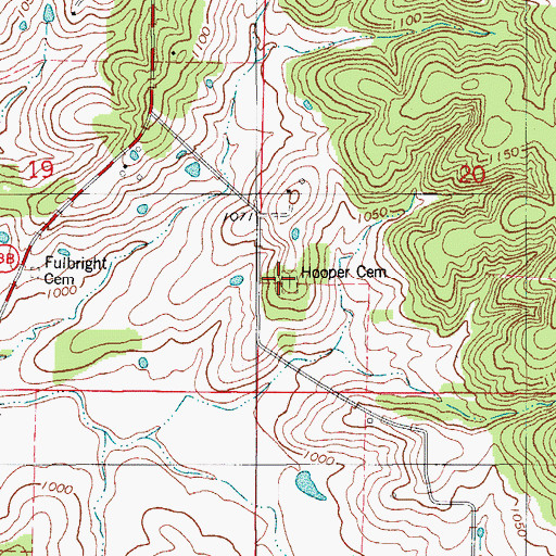 Topographic Map of Hooper Cemetery, MO