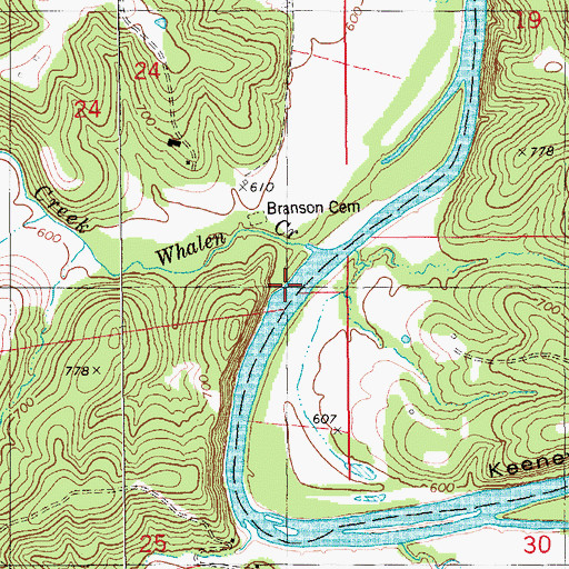 Topographic Map of Hoops Ford (historical), MO