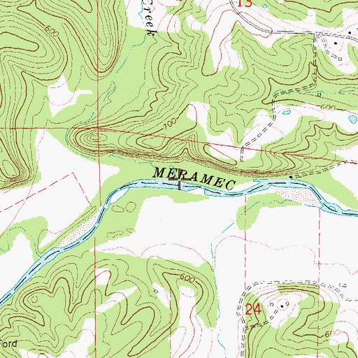 Topographic Map of Hoosier Creek, MO