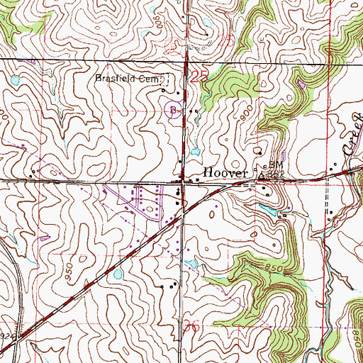 Topographic Map of Hoover, MO