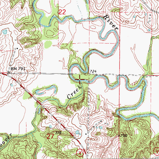 Topographic Map of Hoover Creek, MO